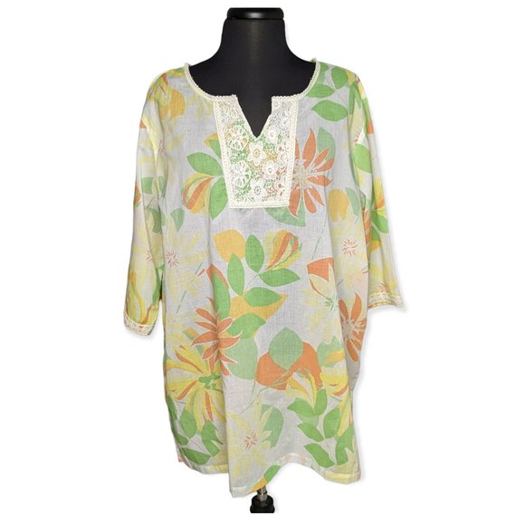 Blair Tropical Print 3/4 Sleeve Tunic Size 2XL - Picture 1 of 11